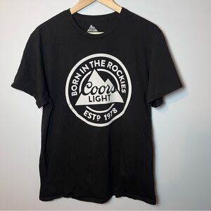 Coors Light Beer T-Shirt Men’s L Black Short Sleeve Tee - Born in the Rockies